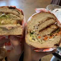 Two different types of sandwiches  at Pickles Milk Bar in Carlton North