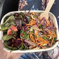 Beetroot salad and a coleslaw, broke the bank for tasteless boring salads!   at Belmondos Organic Market in Noosaville