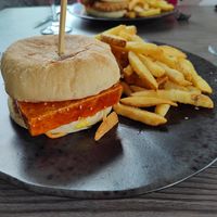Vegan Korean fried tofu burger at Freckled Angel in Menai Bridge
