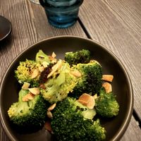 Broccoli with chilli garlic and almondaalmonds  at Freckled Angel in Menai Bridge