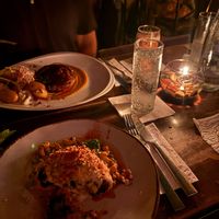 At the front is the coliflor asado which was one of the vegan options at Backroom️ Bar in Buenos Aires