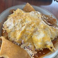 Chilaquiles con queso gratinado  at Café Vegetal - Coyoacán in Mexico City