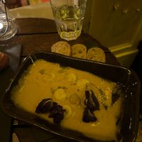 Yuca dumplings in coconut and pesto sauce.  at Alquímico in Cartagena