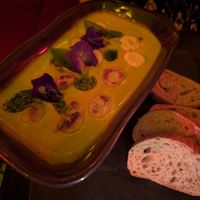 Yuca dumplings in coconut cream at Alquímico in Cartagena