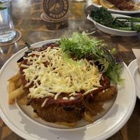 Vegan eggplant parmi   at Bud's Tavern in Huskisson