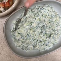 Titziki( sp?) yogurt sauce w/ cucumbers etc  at SOYBIRD - Vegan Cooking Experience in Athens