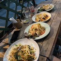 Pad Thai, Papaya Salad, Fresh rolls, Tofu satay.  at May Kaidee x Morning Glory Home Cookery School in Chiang Mai