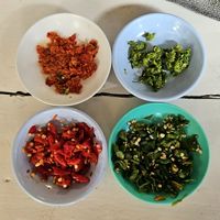 Chili pastes at May Kaidee x Morning Glory Home Cookery School in Chiang Mai