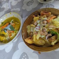 Green curry and massaman at May Kaidee x Morning Glory Home Cookery School in Chiang Mai