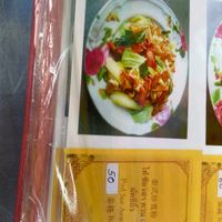 Pad see aew on menu at Lee Jae Veg in Bangkok