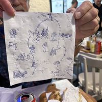 Napkin art on one of the walls so my husband drew Michigan!  at Schiaccia Passera in Florence