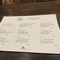 Cocktail menu  at Shark's Shack in Chiang Mai