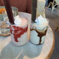 Strawberry milkshake (left), chocolate milkshake (right)  at Alchemy Tokyo -Azabudai Hills - アルケミー in Tokyo