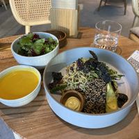 Pumpkin soup and Edamame Noodles  at Alchemy Tokyo -Azabudai Hills - アルケミー in Tokyo