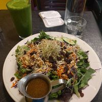Awesome veg salad (Garden of Eden) and green smoothie (Raw Clean Green) at Portia's Cafe in Columbus