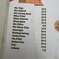 Vegetable menu   at Rasa Sayang in Pangandaran