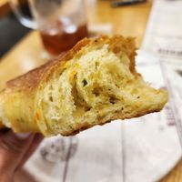 Inside of vegetable cracker bagel at Rainbow Crust in Busan