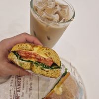 Bagel sandwich at Rainbow Crust in Busan