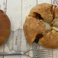 Salt bread & pizza bagel  at Rainbow Crust in Busan