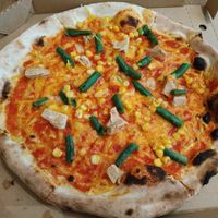 Corny pizza at Pizza di Praga in Prague