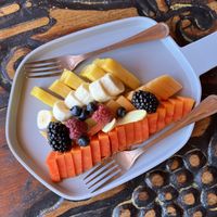 Fruit plate   at La Vaca de San Jose in San Jose Del Pacifico