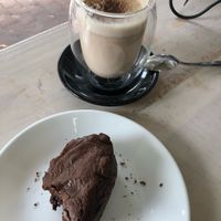 Chai latte and brownie (it was pretty stale)  at Everything Vegan in Goodwood