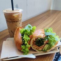 Tofu Bahn mi and coffee at Bánh Mì Xanh in Ho Chi Minh City