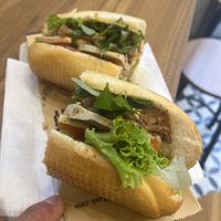 Mixed vegan meat Bahn Mi. Really delicious and filling  at Bánh Mì Xanh in Ho Chi Minh City