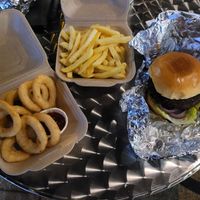 Onion Rings, Chips and Plant Burger at Pedro's Kitchen in Chester