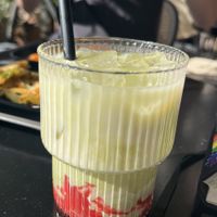 Iced strawberry matcha latte  at Sunbap in Frankfurt