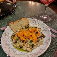 risotto and focaccia at Quay Hotel & Spa in Conwy
