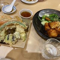 Tempura vege and teriyaki tofu   at Sakimoto Japanese Bistro in Christchurch