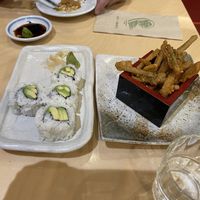 Avocado rolls and gobo chips   at Sakimoto Japanese Bistro in Christchurch