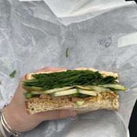 designed my own sandwich, including very flavorful tempeh! at Harvest Moon Deli in Orono