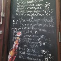 The menu at Marmarita Kebab in Fort-de-france