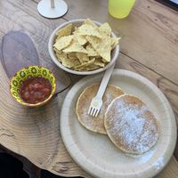 Tortilla chips and pancakes  at Roots Cafe in Hakuba