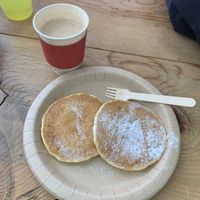 Soy hot chocolate and pancakes  at Roots Cafe in Hakuba
