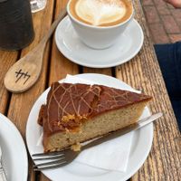 Spiced Apple & Caramel Cake and Oat Milk Cinnamon Roll Late  at Saltmarsh Farmhouse in Seaford