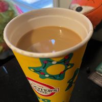 Almond milk latte top off at Scooter's Coffee in Gainesville