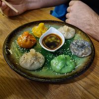 Dumplings with different fillings at Vegan AF Ramen in Brno