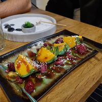mango mochi icecream dessert at Vegan AF Ramen in Brno