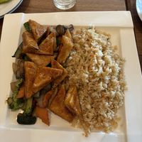 tofu hibachi with veganized fried rice (no butter or egg)  at Maki Hibachi in Orlando