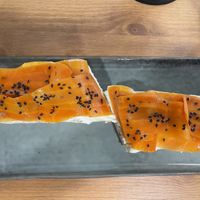 Velvet lox slice  at Veganaria in Ponta Do Sol