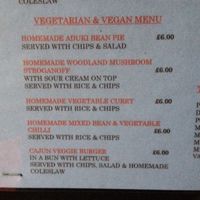 Veg / Vegan menu  at Sinners Cafe in Berwick Upon Tweed