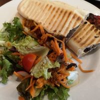 Vegetable panini with vegan cheese at Sinners Cafe in Berwick Upon Tweed