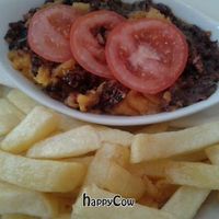 Bean pie and chips at Sinners Cafe in Berwick Upon Tweed