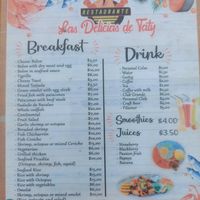 menu at Las Delicias de Taty in Puerto Villamil