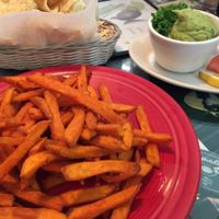 BEST sweet potato fries, chips, and guacamole at Izzy's in Little Rock