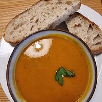 Vegan soup of the day w/ sourdough at Figment in Aberdeen
