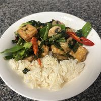 Tofu and basil chilli  at DoDee Paidang in Melbourne